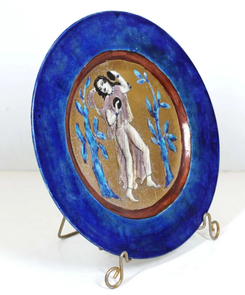 Edith Varian Cockcroft Art Deco Ceramic Charger Plate With Exotic Dancer