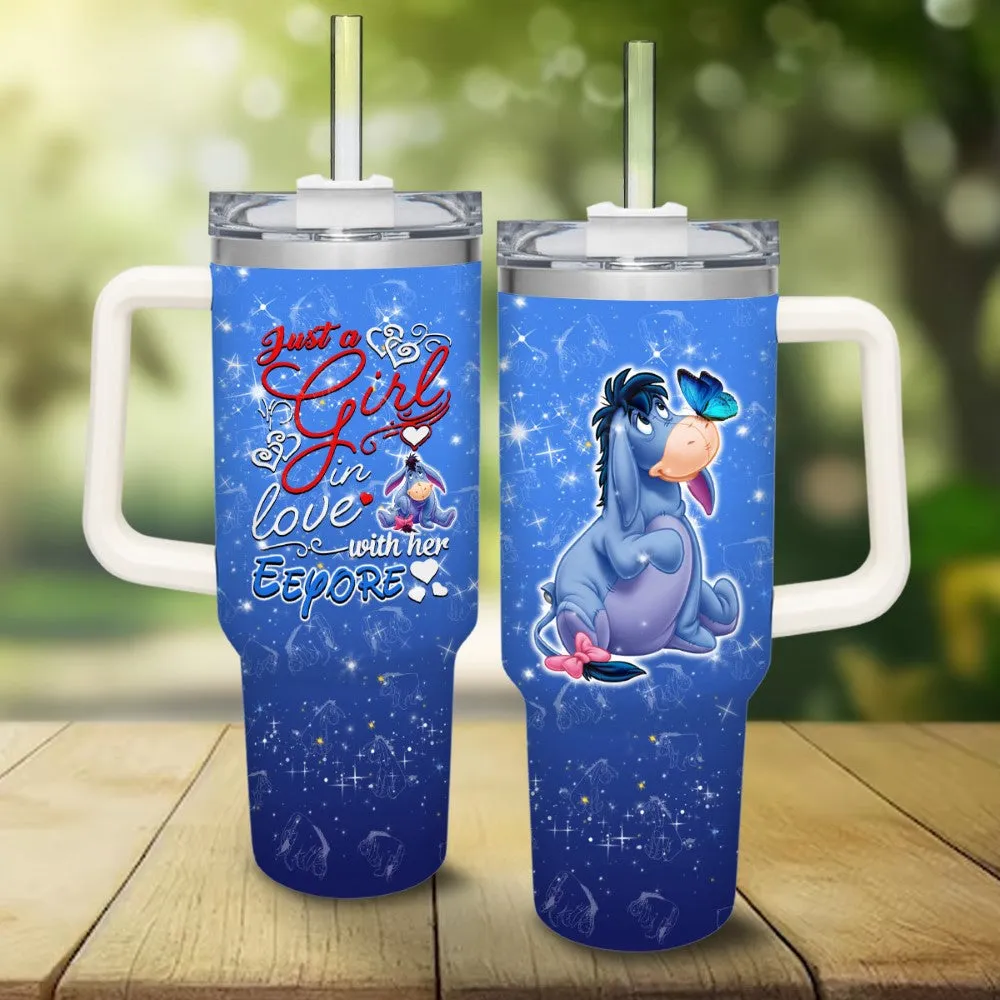 Eeyore Printed Tumbler With Handle And Straw Lid