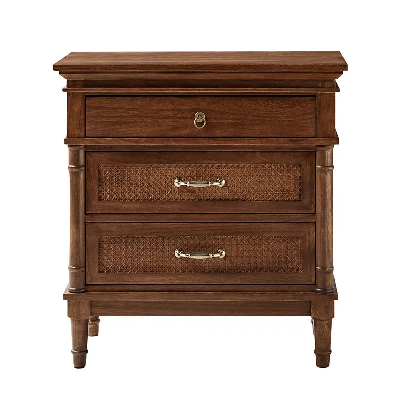 Emilio 3-Drawer Solid Wood Nightstand with USB Charging Port