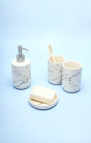 Four Piece Naples Marble Effect Bathroom Set