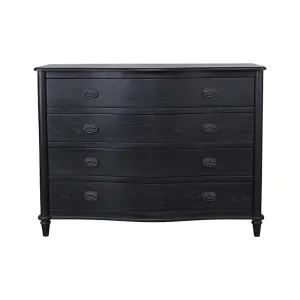 French Commode / Bedside Table Four Drawer Shabby Chic Rustic Black Wood