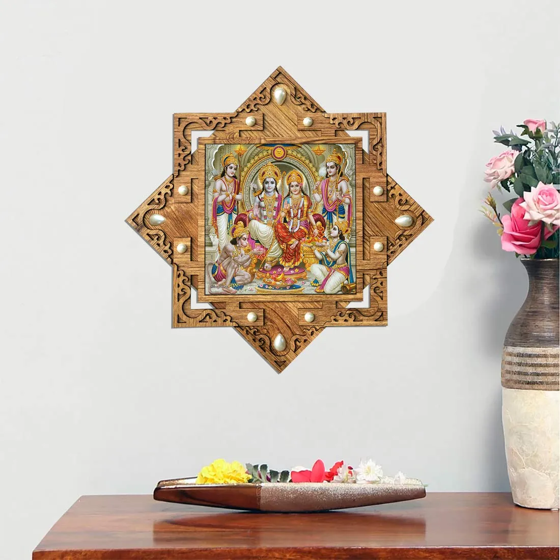 Generic Poster N Frames Hand-Crafted Decorative Style Wooden Frame with Photo of Ram Darbar (16.5X16.5-inch/42x42-cm), Multicolour, Medium