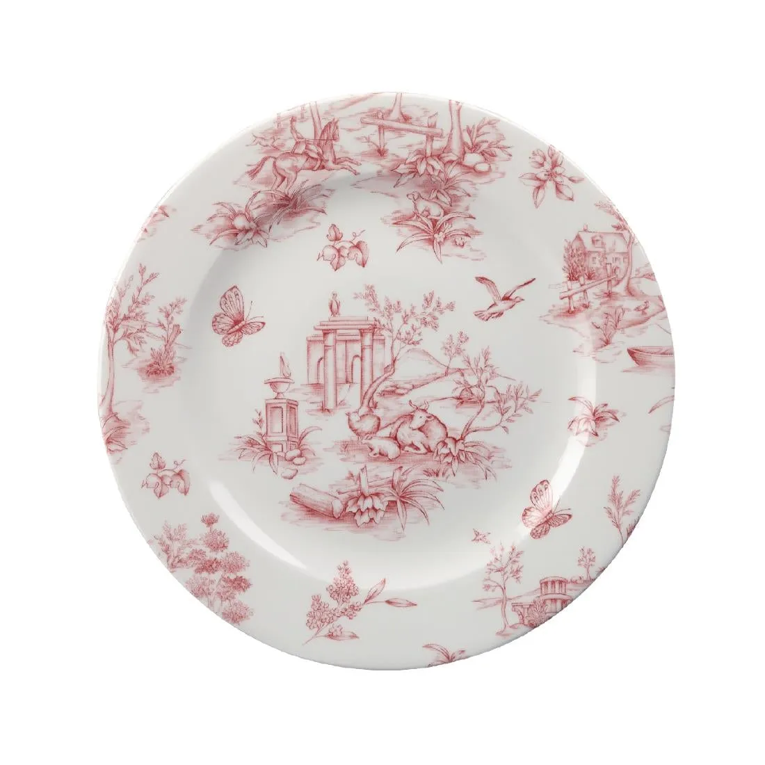 GF612 Churchill Vintage Prints Tea Plates Cranberry Toile Print 210mm (Pack of 6)