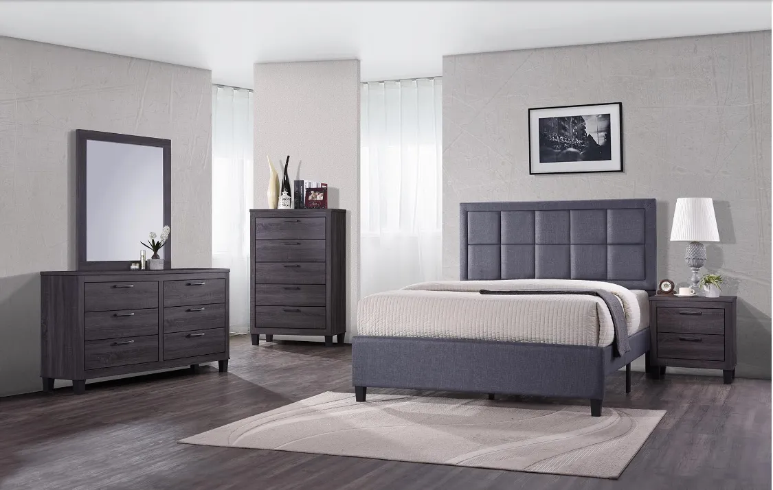 GREY QUEEN BEDROOM SET 5PC