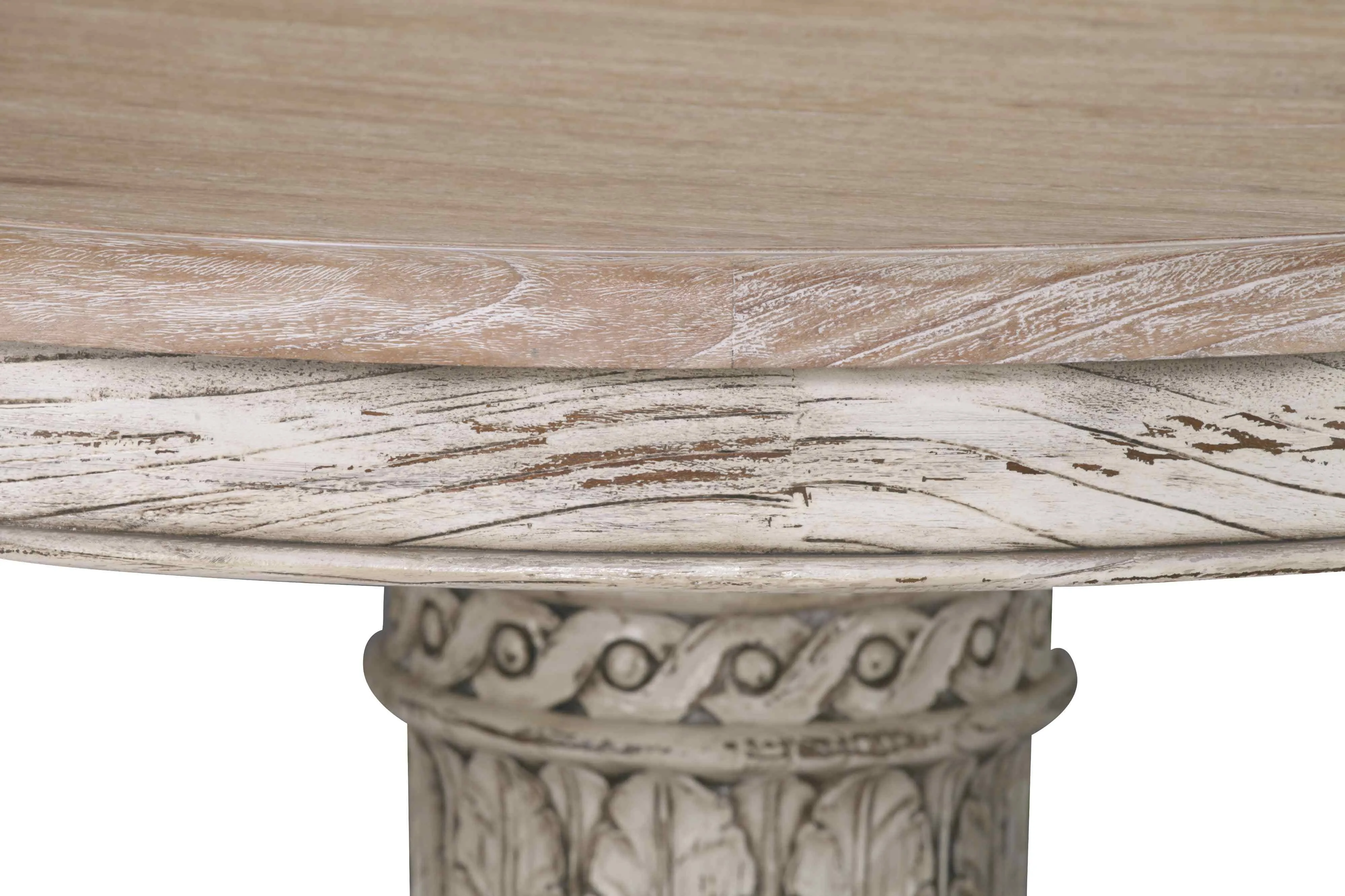 Heavy Distressed 145Cm Round Dining Table