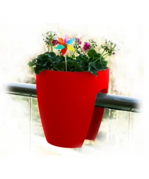 High Quality Plastic Balcony Railing Planter (Red)