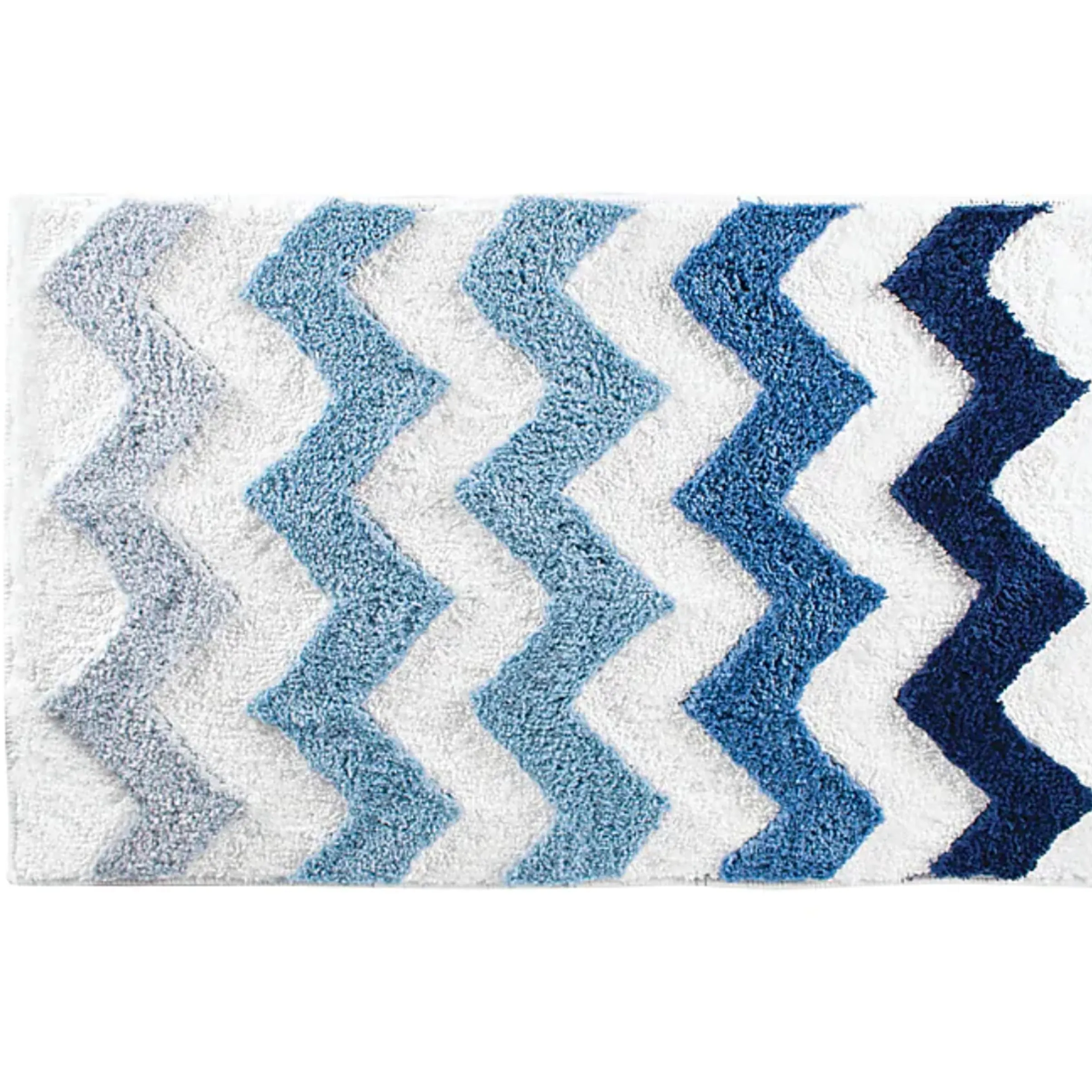 InterDesign Microfiber Spa Bathroom Accent Rug – Blue Chevron – 34in x 21in