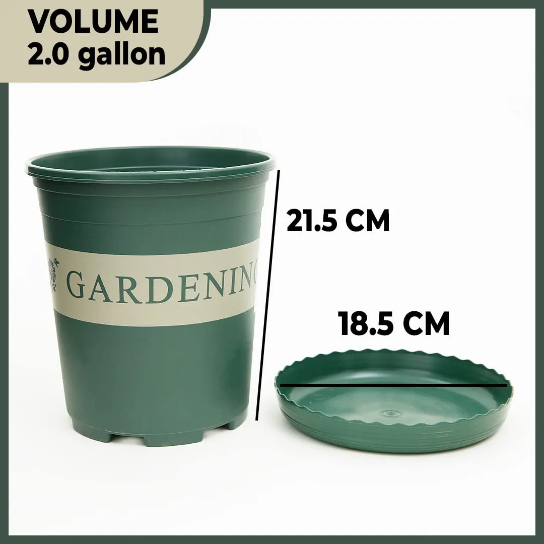 Kuber Industries Pack of 1 Plant Pot|Durable & Lightweight|Water Drainage Holes|Plastic Flower Pot for Patio|Large|Green