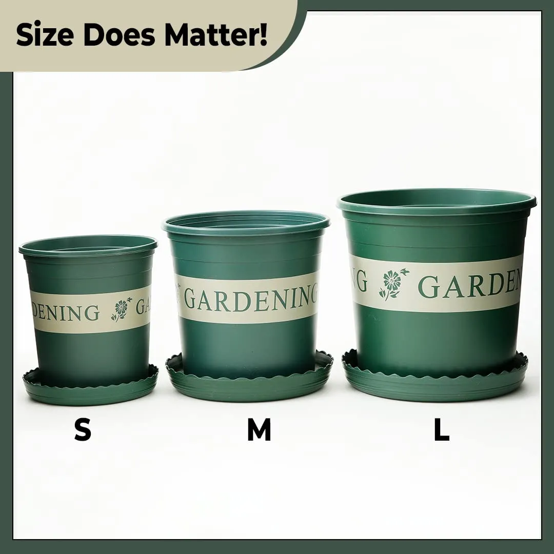 Kuber Industries Pack of 1 Plant Pot|Durable & Lightweight|Water Drainage Holes|Plastic Flower Pot for Patio|Large|Green