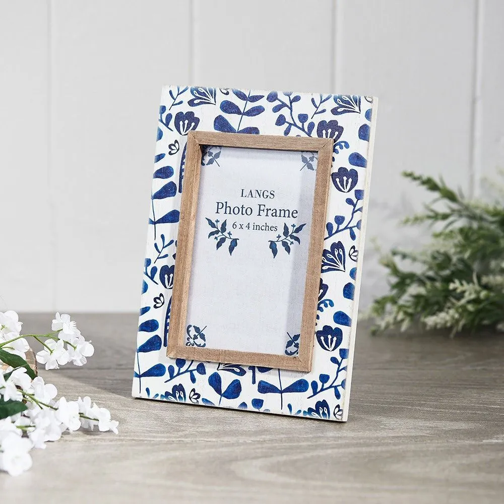 Langs 6" x 4" Indigo Flower Photo Frame