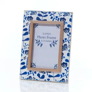 Langs 6" x 4" Indigo Flower Photo Frame