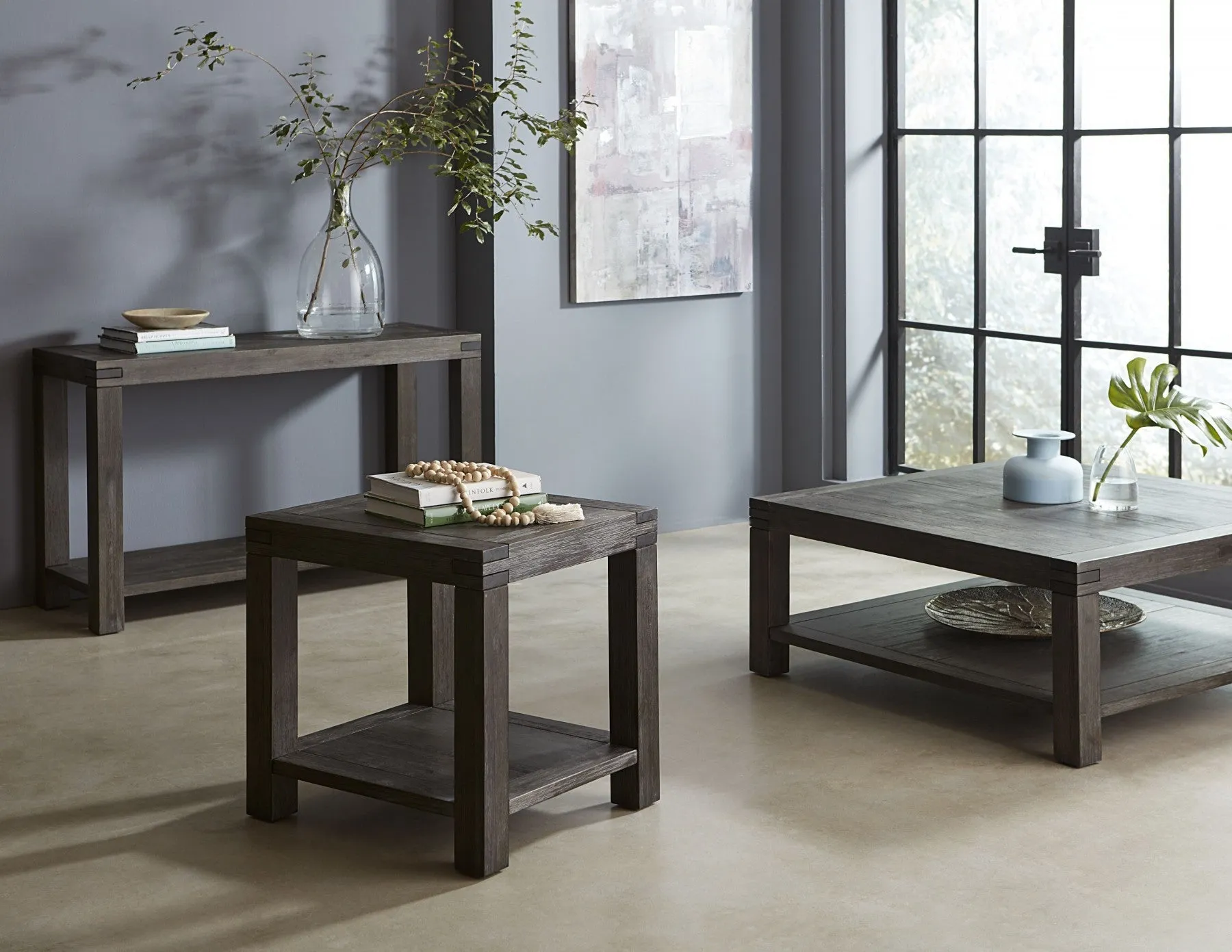 Livingston Rustic Modern Acacia Wood End Table (2 Colors Available)