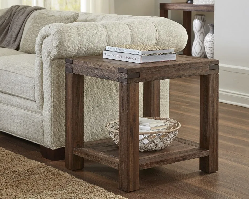 Livingston Rustic Modern Acacia Wood End Table (2 Colors Available)