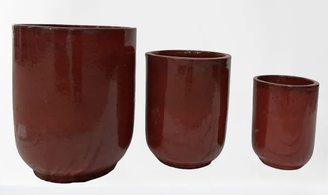 Luxurious Deep Red with Glossy Finish (Set Of 3)