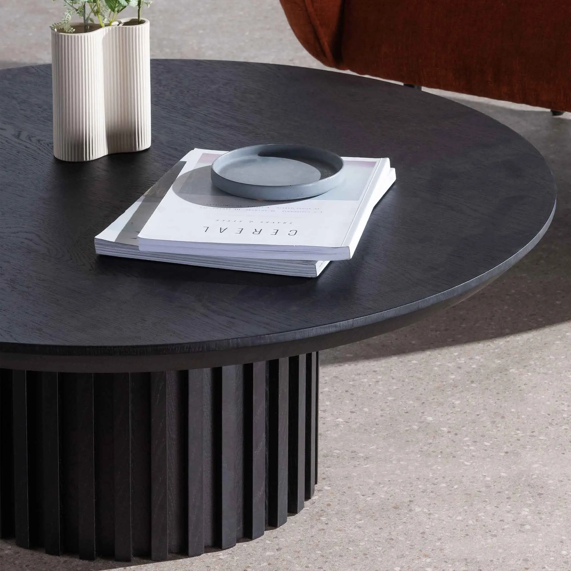 Marty 90cm Wooden Round Coffee Table - Black