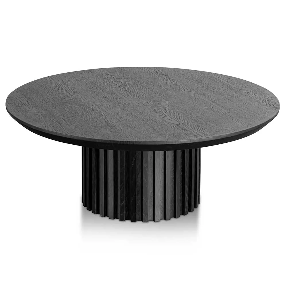 Marty 90cm Wooden Round Coffee Table - Black