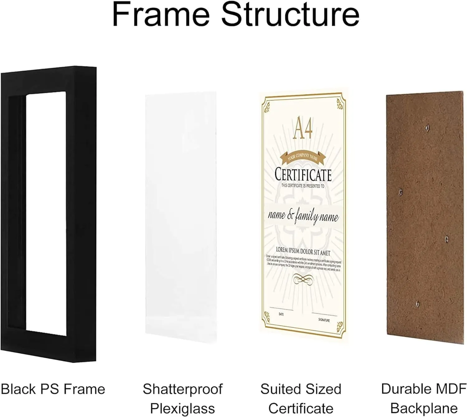 Maurvish Amazing Arts A4 Document Photo Frame set | A4 Size Photo Frame For Wall, Photo Frames for Home and Office decoration (Pack of 12)