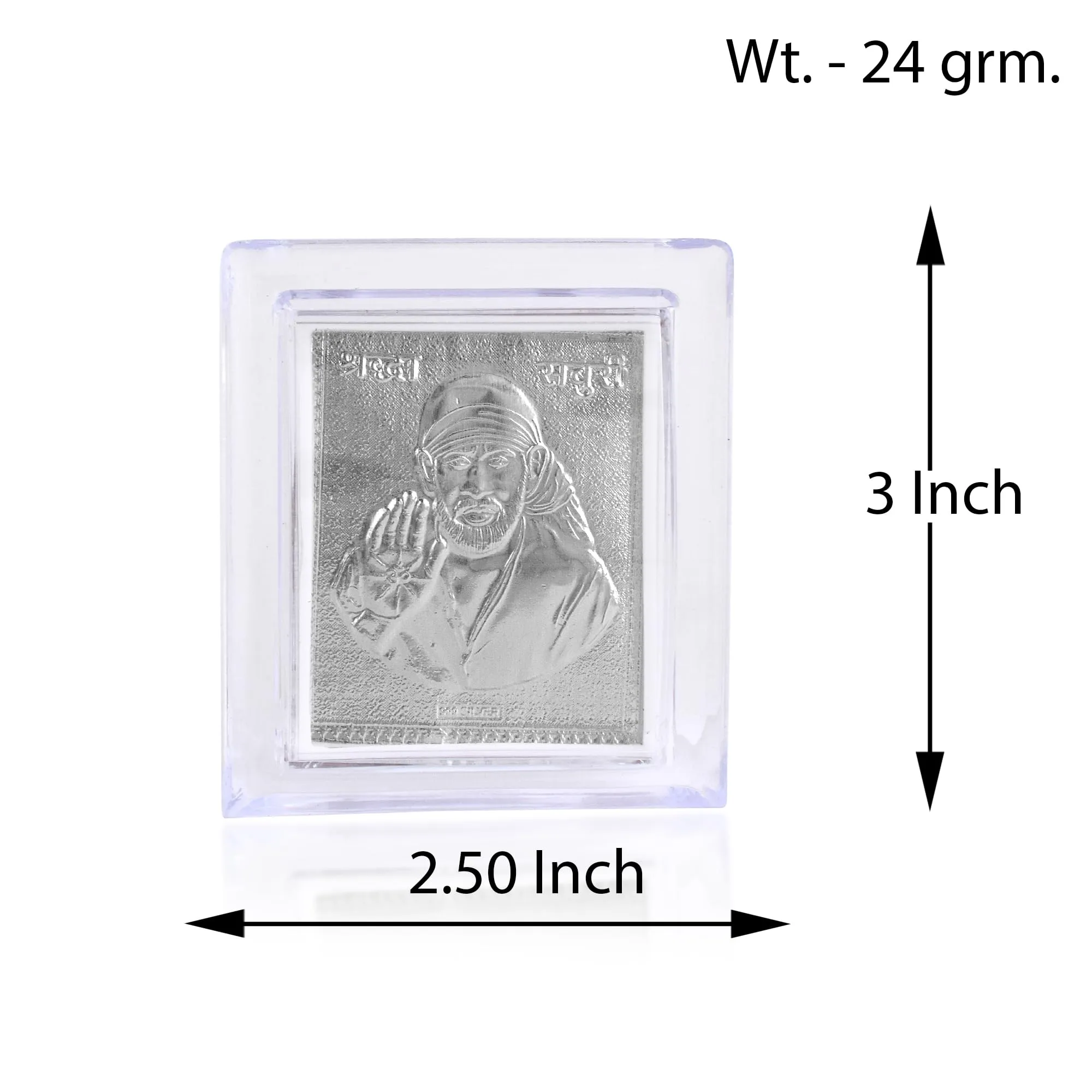 Memoir Pure .999 Silver foil Shirdi Sai Baba Stand photo frame Home decor Hindu Spiritual show piece all occasion bulk corporate gift puja item (STRR3527)