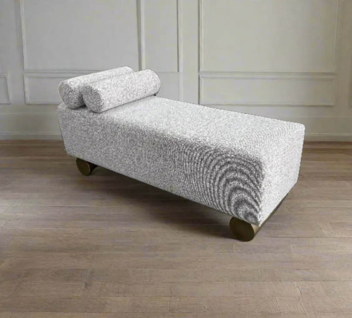 Milly Modern Gray Bench with Tube Pillow