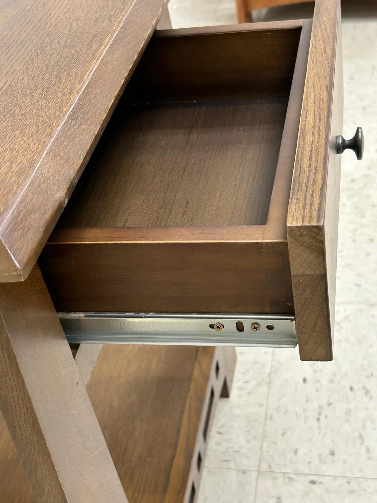 Mission Quarter Sawn White Oak 1 Drawer Inlay End Table - Walnut stain