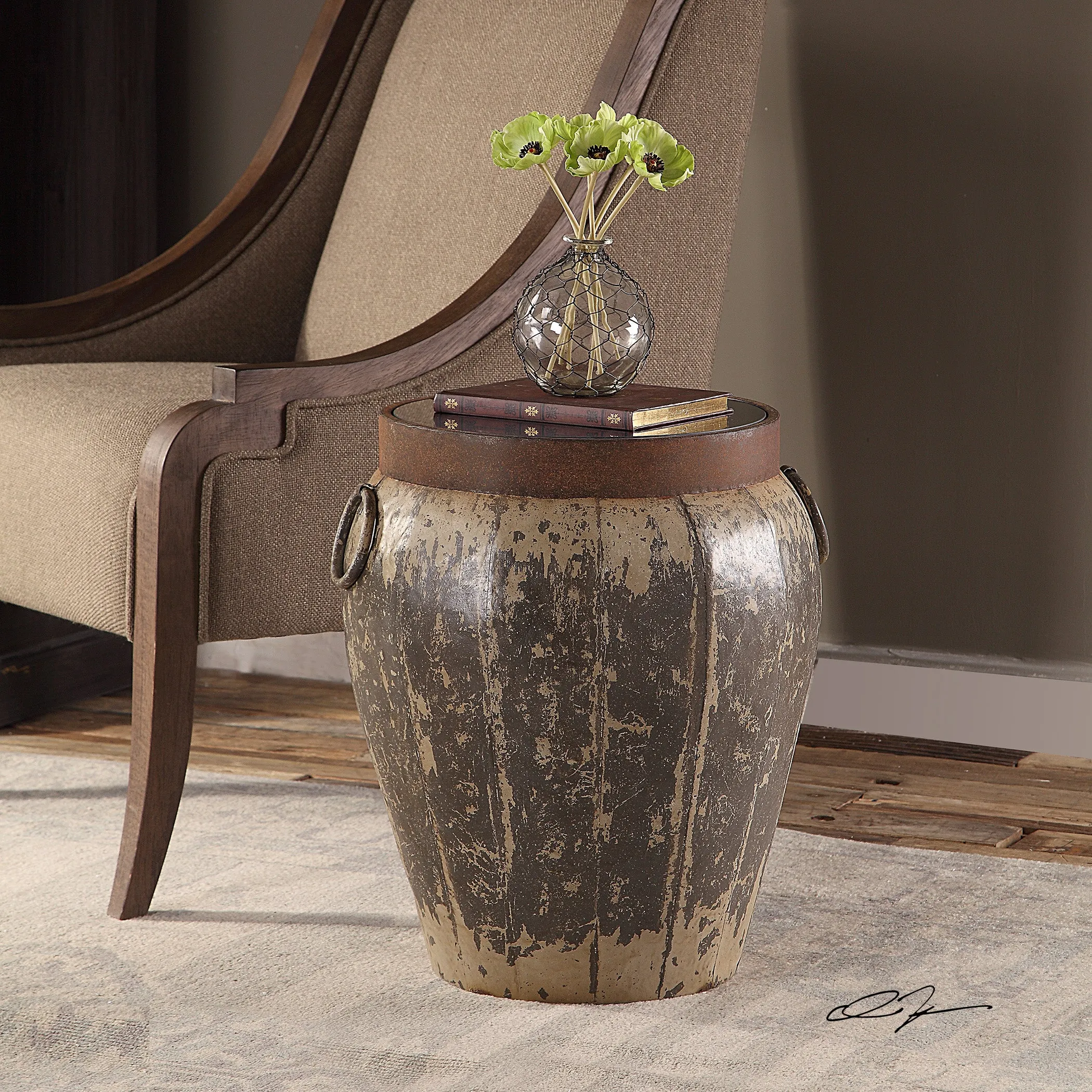 Neith Metal Drum Accent Table