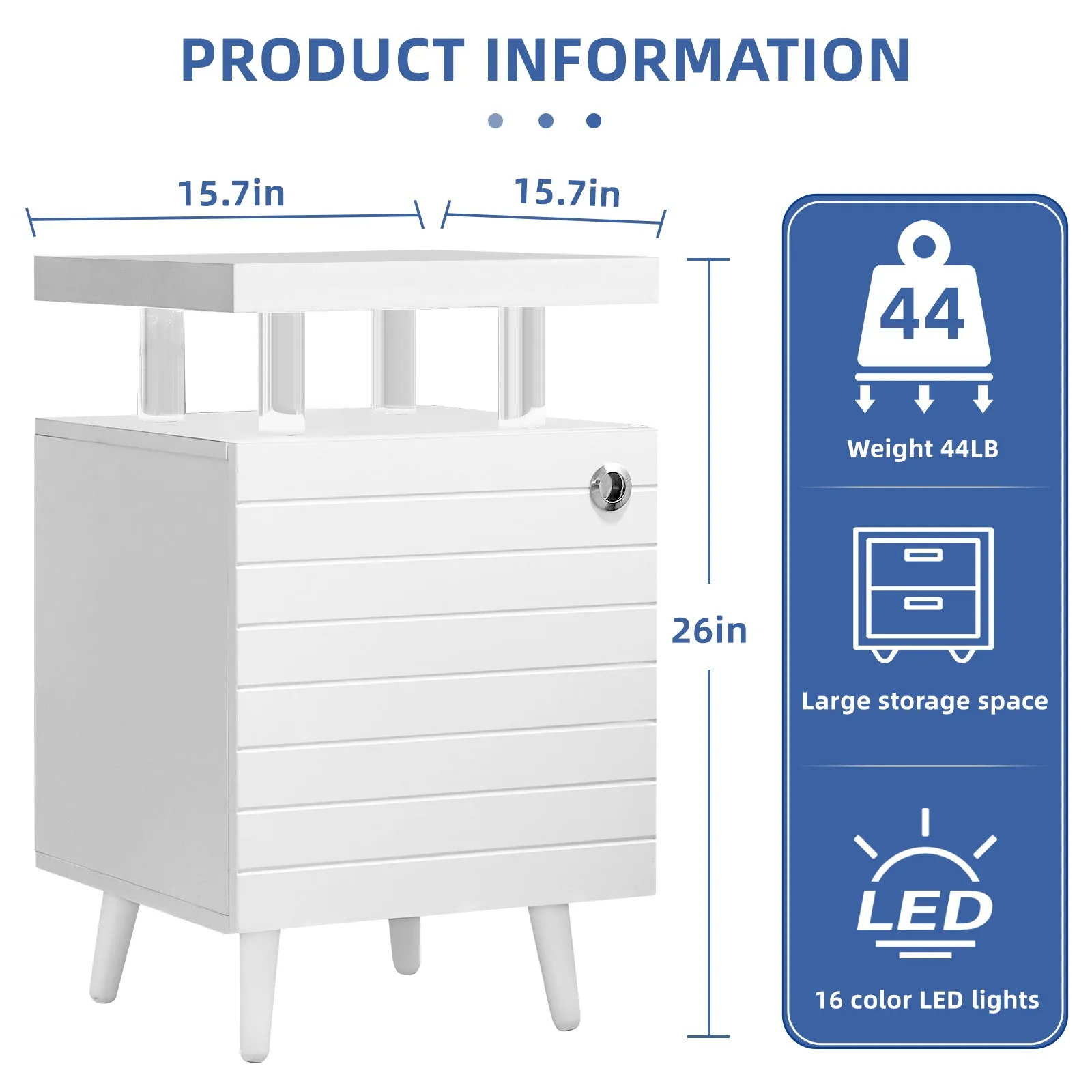 NX LED Nightstand - White