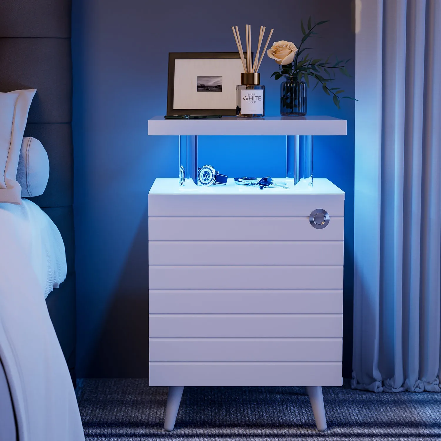 NX LED Nightstand - White