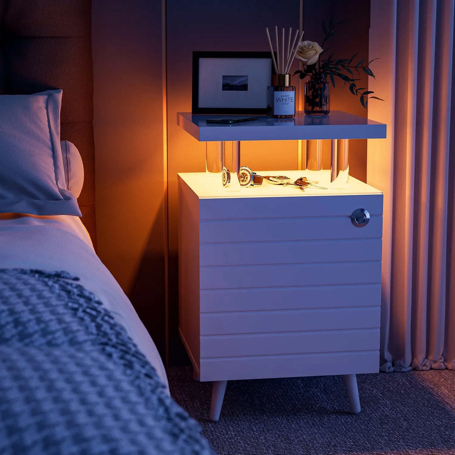 NX LED Nightstand - White