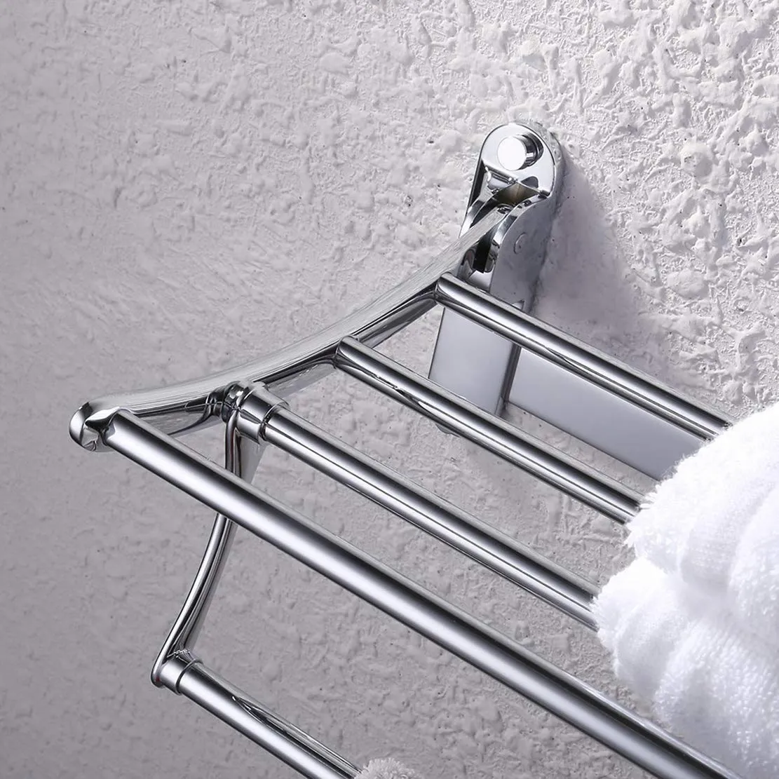 Plantex Stainless Steel Folding Towel Rack for Bathroom/Towel Stand/Hanger/Bathroom Accessories(18 Inch-Chrome)