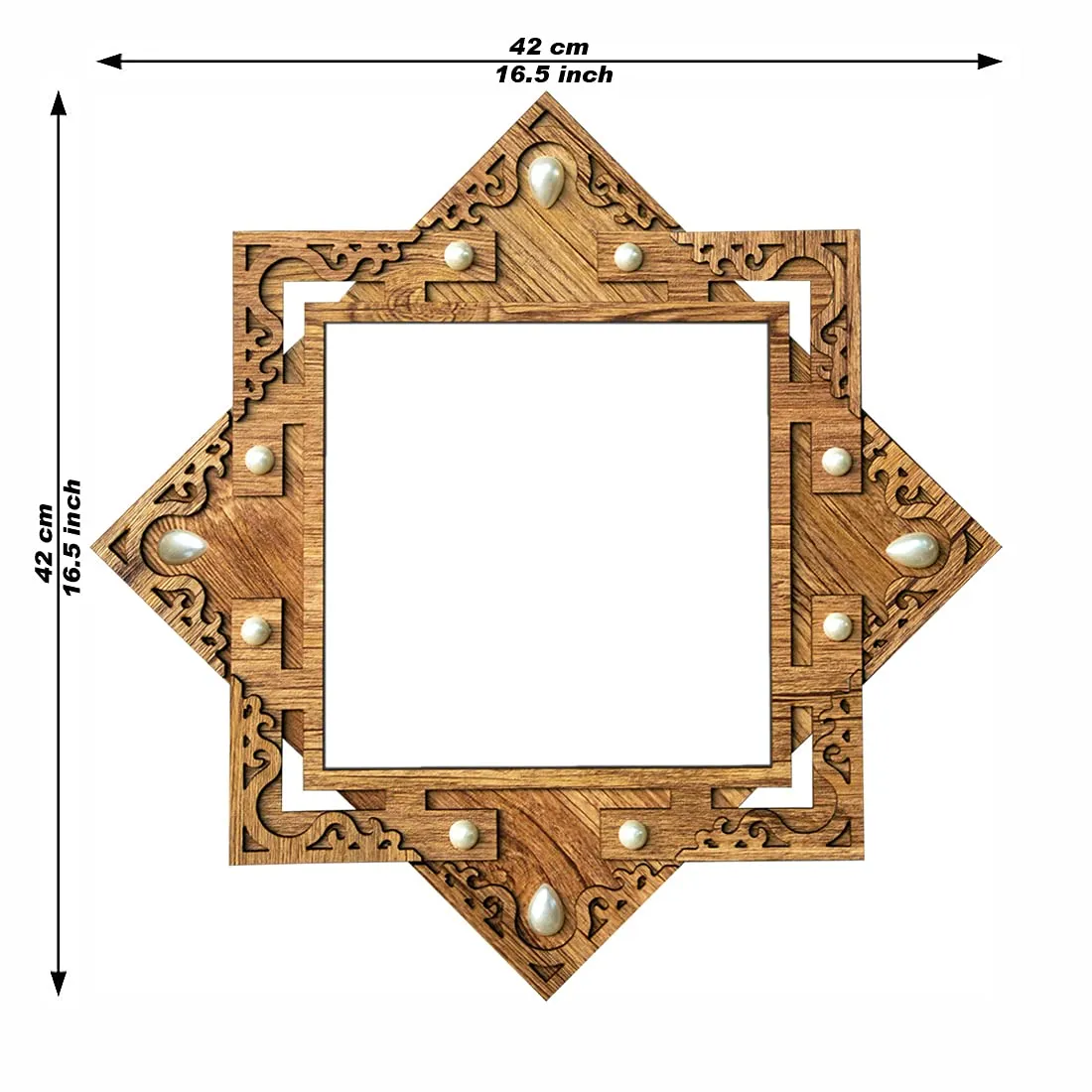 pnf Hand-Crafted star shapped Wooden Frame with oto of vastu swan 7203