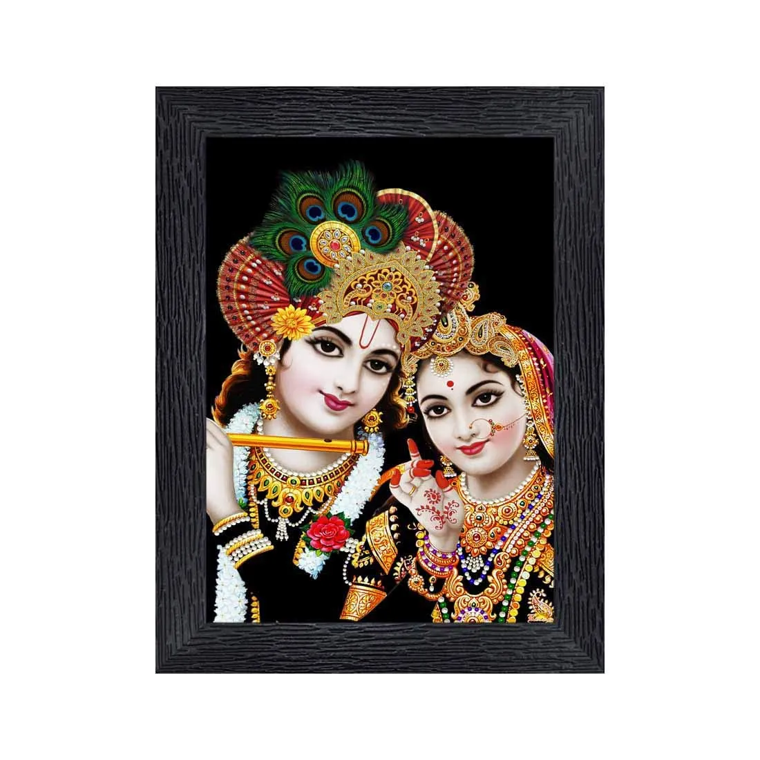 PnF Radha kishna Religious Wood Photo Frames with Acrylic Sheet (Glass) for Worship/Pooja(photoframe,Multicolour,8x6inch)-20108