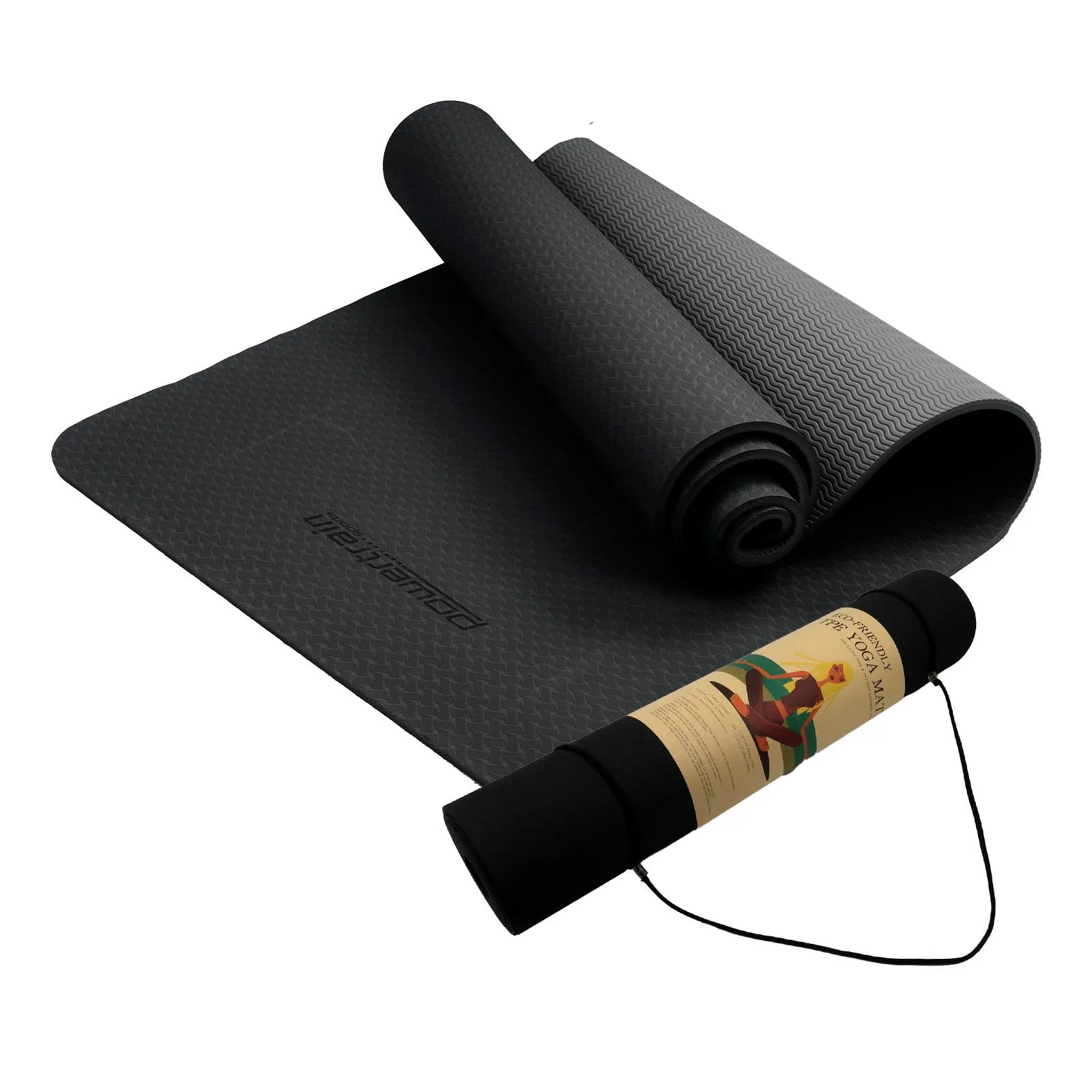 Powertrain TPE Pilates Exercise Yoga Mat 6mm - Black