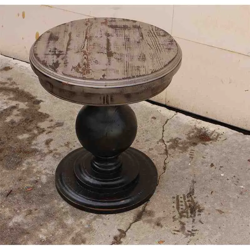 Round  End Table Built in Reclaimed Lumber