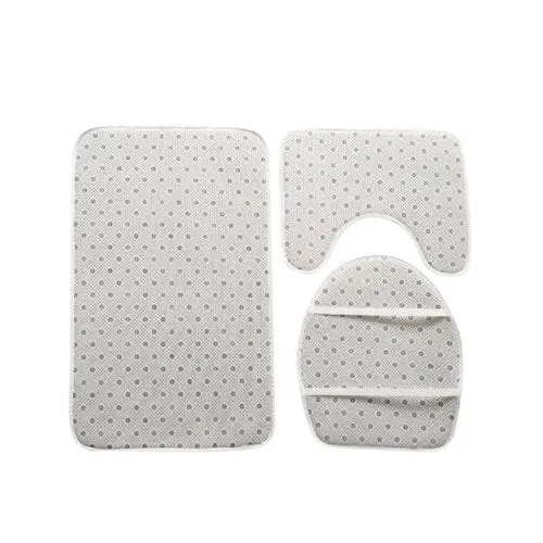 Set of 3pcs Plush Bathroom Bath Mat Anti Slip, Grass Green Color.