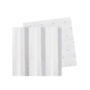 Silver Stripes & Spots Napkins - Beverage 20 Pkt