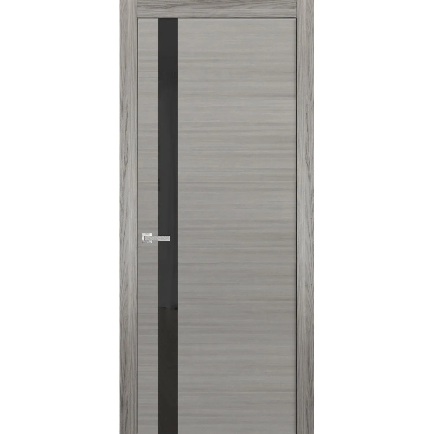 Solid Interior French | Planum 0040 Grey Ash | Single Regular Panel Frame Trims Handle | Bathroom Bedroom Sturdy Doors