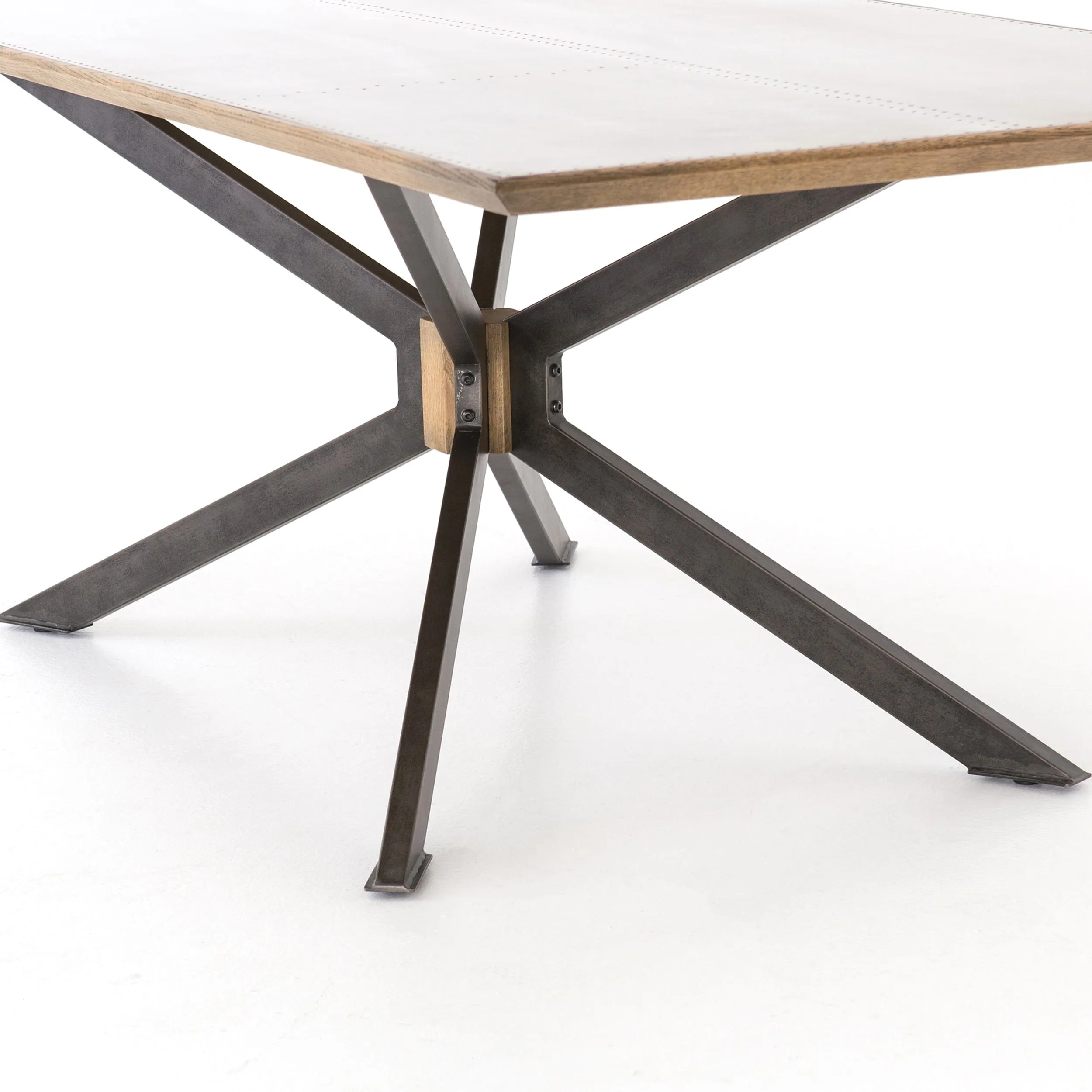 Spider 94" Dining Table, Bright Brass Clad