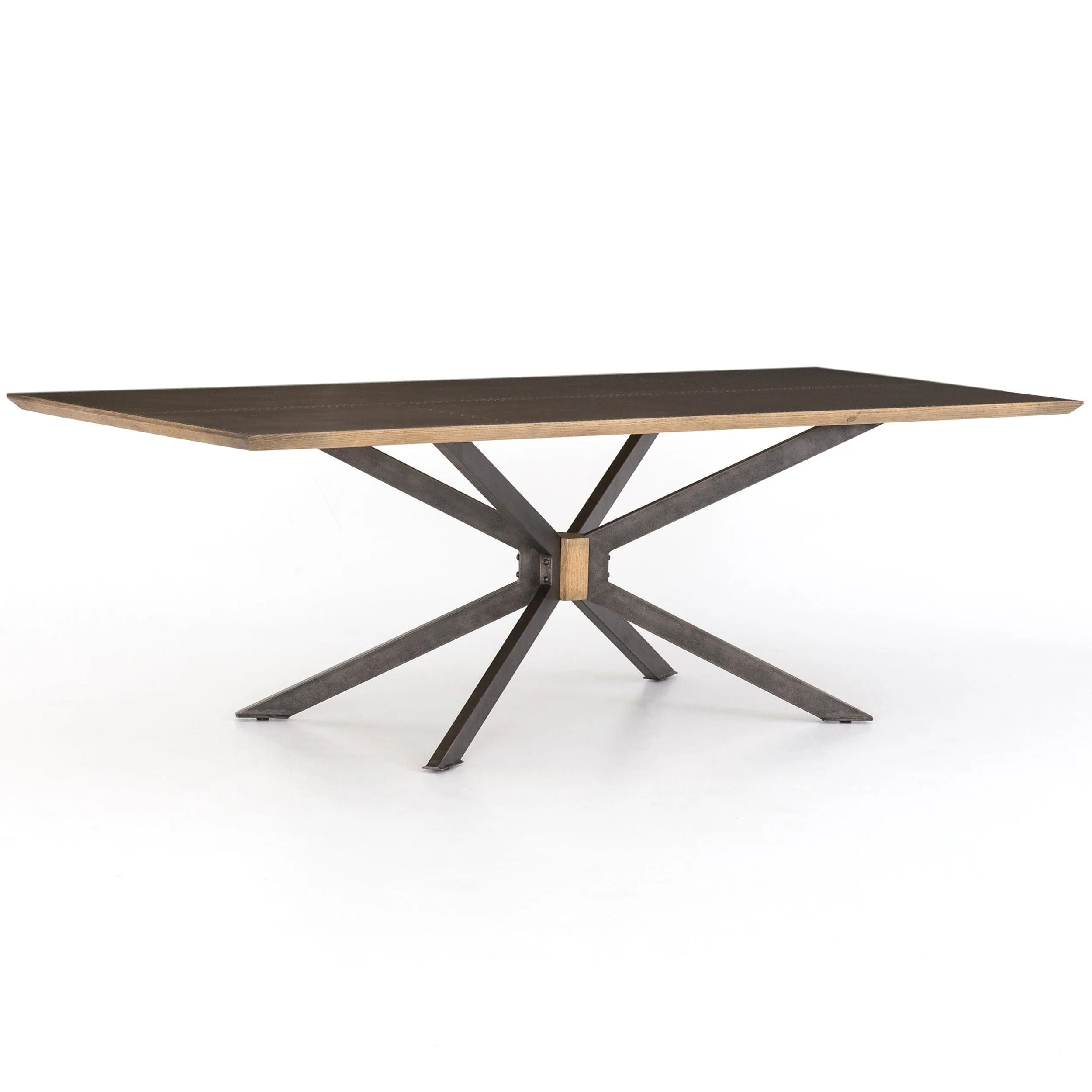 Spider 94" Dining Table, Bright Brass Clad