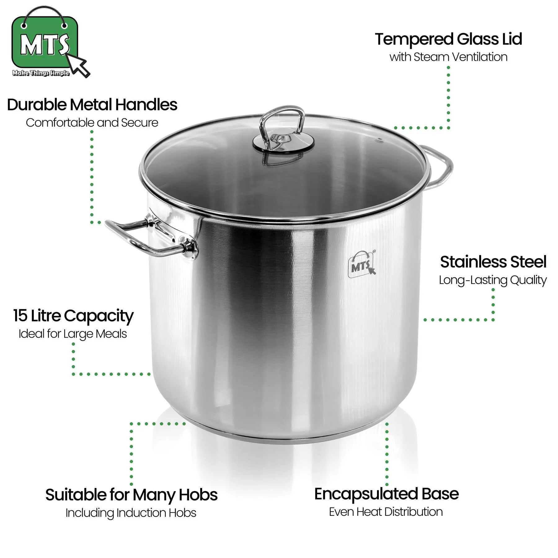 Stainless Steel Stock Pot 15 L