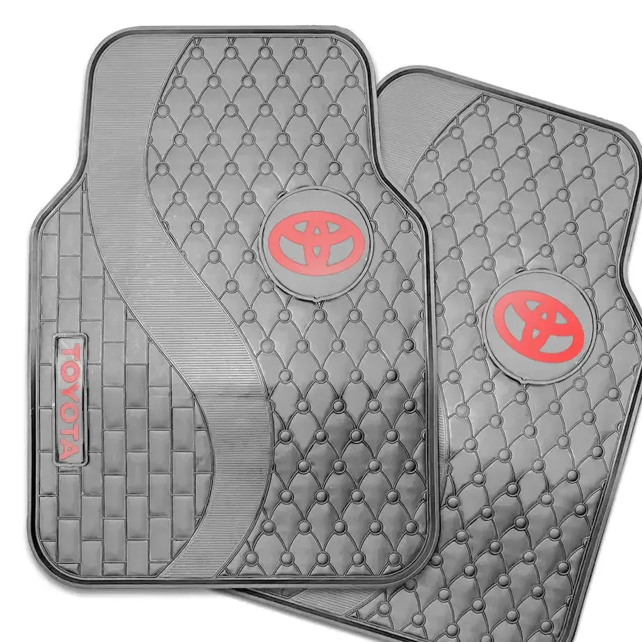 Suitable To Fit - Toyota 5-Piece Rubber Car Mats (Red)