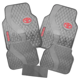 Suitable To Fit - Toyota 5-Piece Rubber Car Mats (Red)