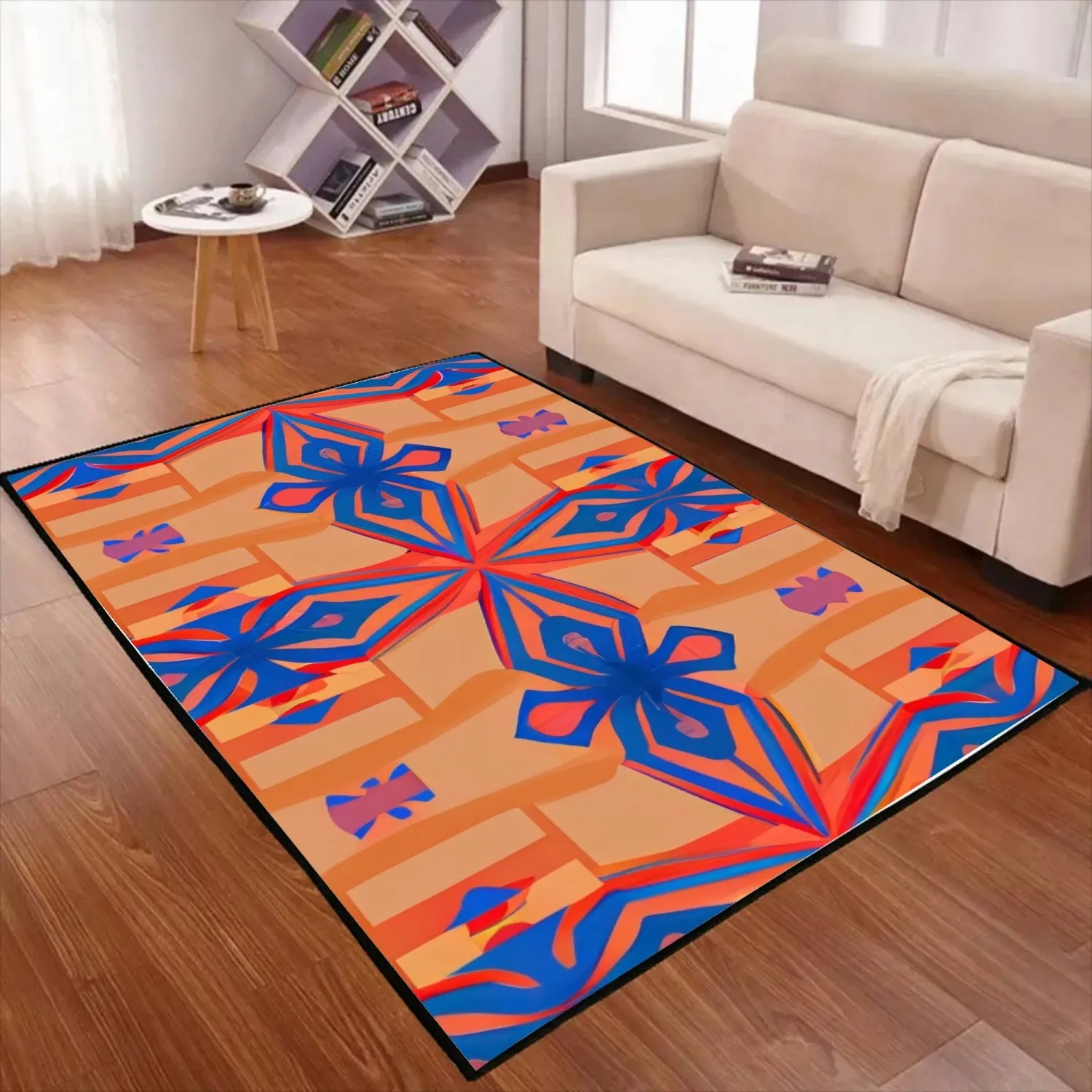 Tapis de sol rectangulaire "Motif orange, rouge et bleu" (1025)