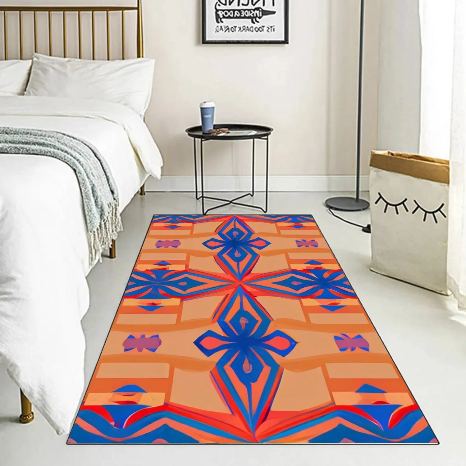 Tapis de sol rectangulaire "Motif orange, rouge et bleu" (1025)