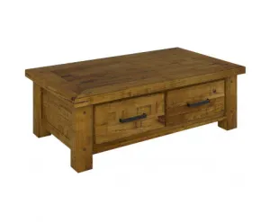 Teasel Coffee Table 140cm Solid Pine Timber Wood - Rustic Oak