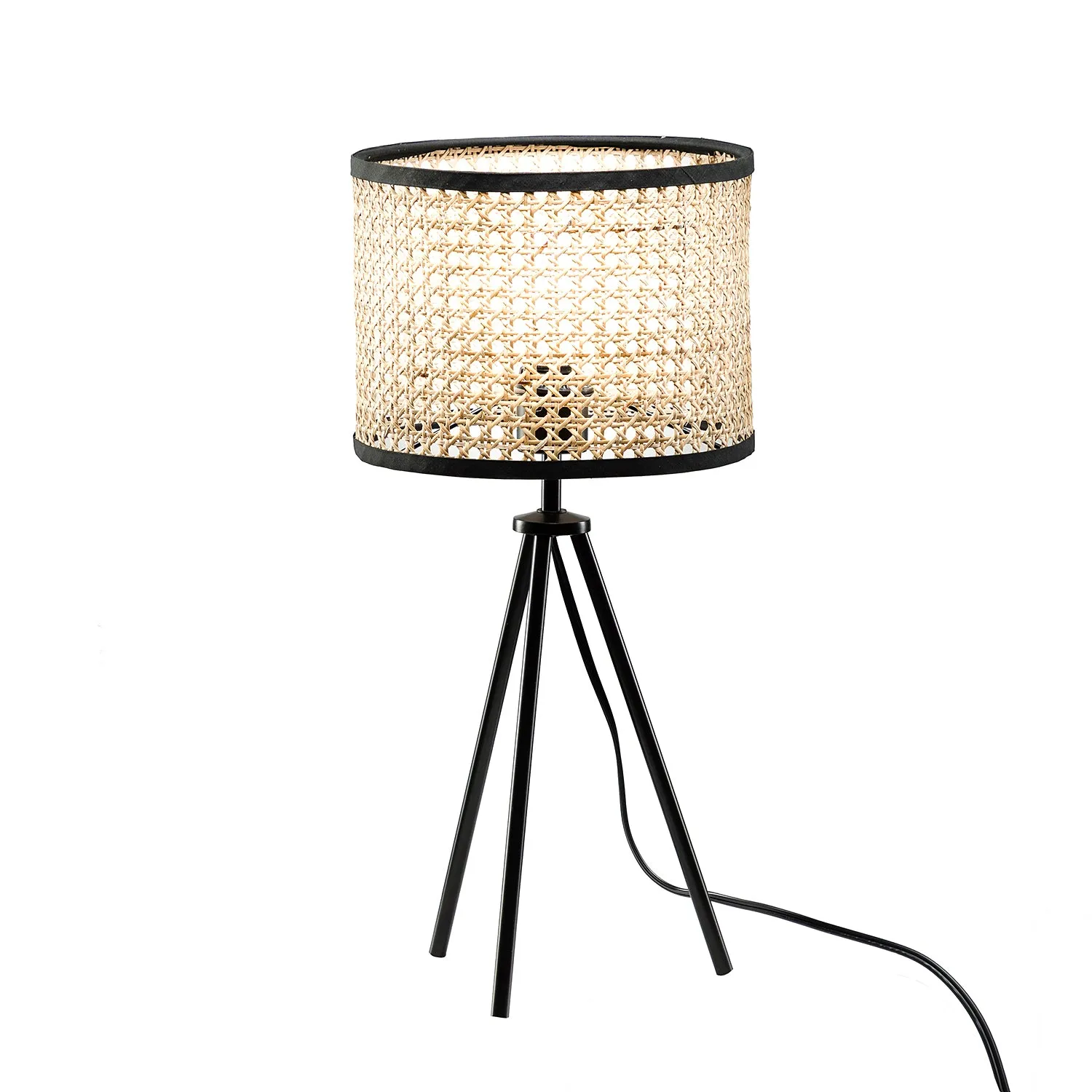 Temesa Rattan 21.3" Table Lamp with In-line Switch Control and Metal Legs