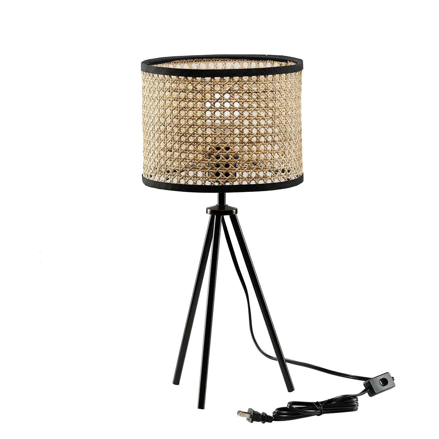 Temesa Rattan 21.3" Table Lamp with In-line Switch Control and Metal Legs