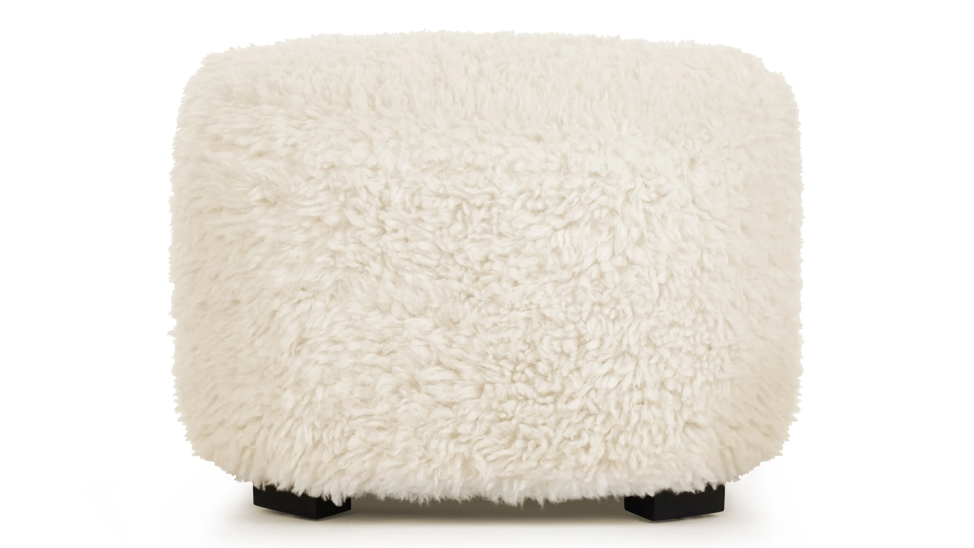 Tired Man - Tired Man Ottoman, White Long Hair Sherpa