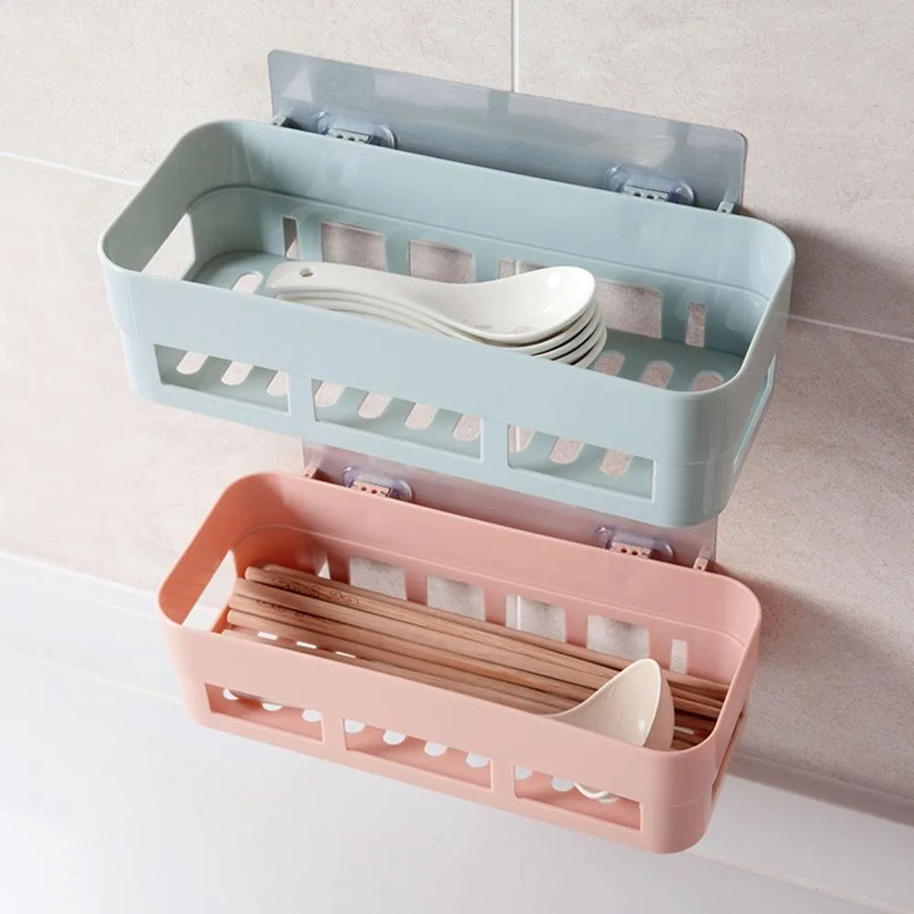 Toilet Wall Hanging Bathroom Storage Rack Basket No Trace Sticker