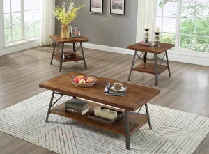 Trestle-Style Rustic Coffee Table Set