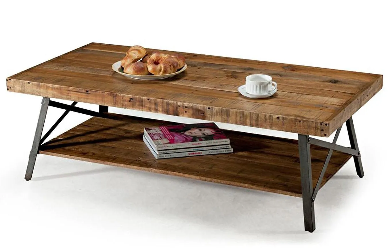 Trestle-Style Rustic Coffee Table Set